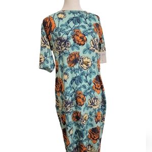 LULAROE NWT Julia aqua with flower design dress womens size medium